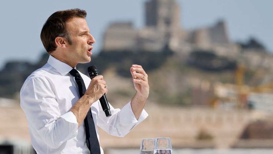Emmanuel Macron, lors de son discours à Marseille le 16 avril.